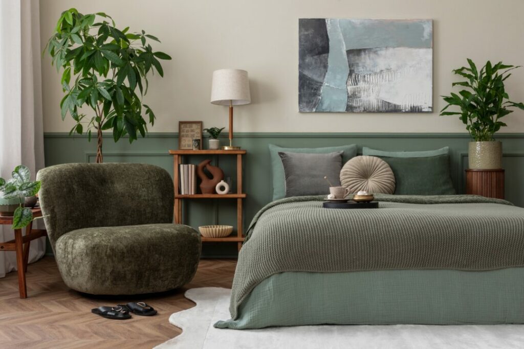 Green and beige bedroom, beige and green bedroom, green bedroom ideas