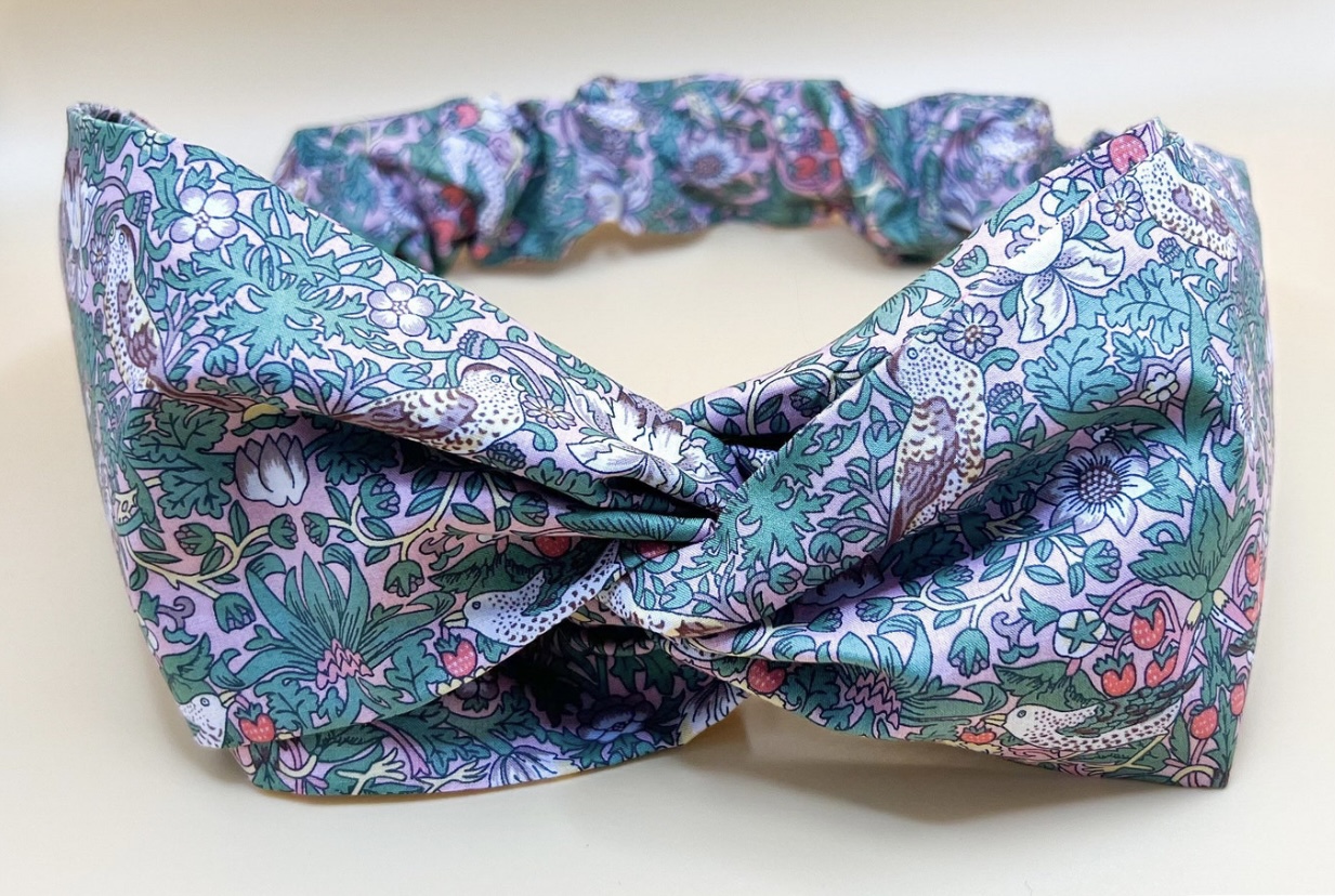 Liberty print twisted knot headband in floral fabric by DiarysDesign