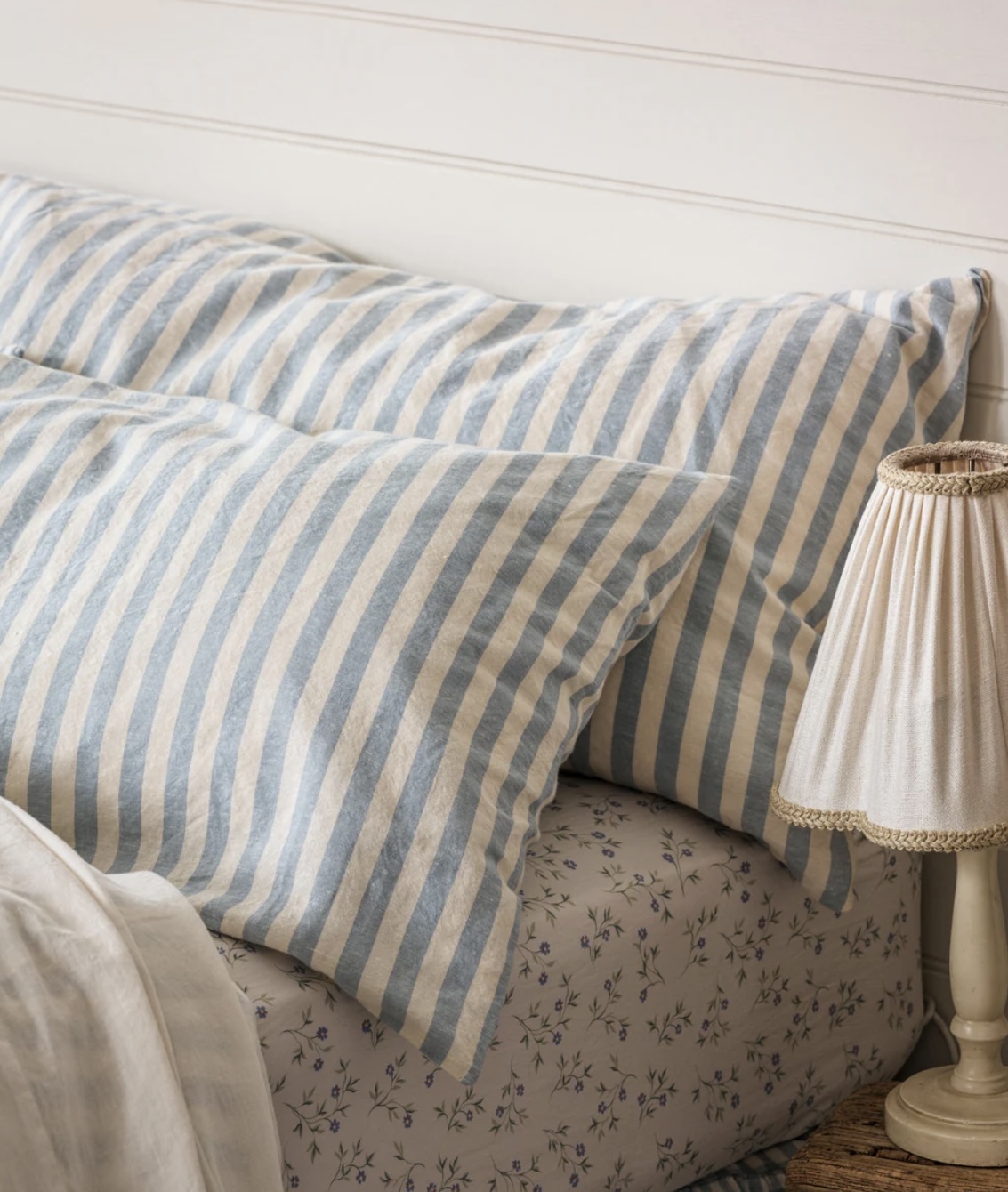 Coastal Blue Pembroke Stripe linen pillowcases