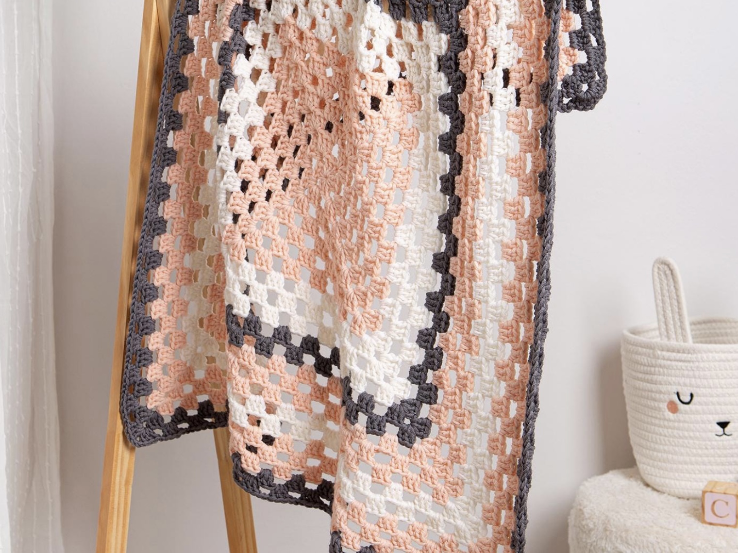 crochet baby blanket kit with pastel granny squares