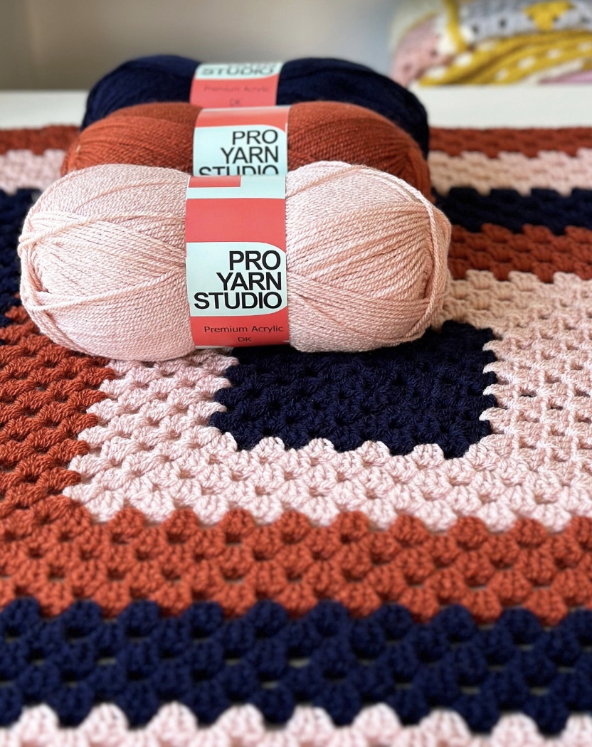 Beginner granny square blanket kit by Pro Yarn Studio