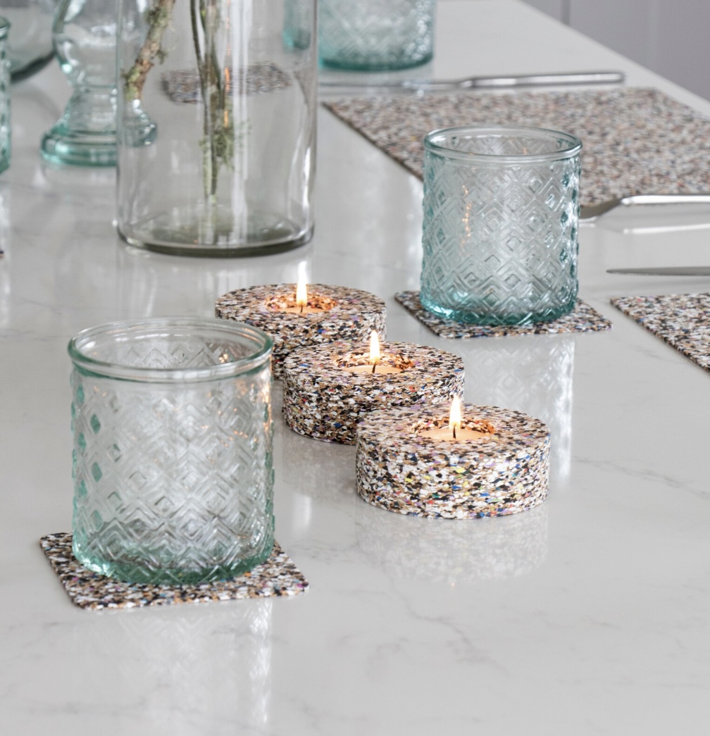 Beach Clean tealight holder made from recycled ocean plastic and cork