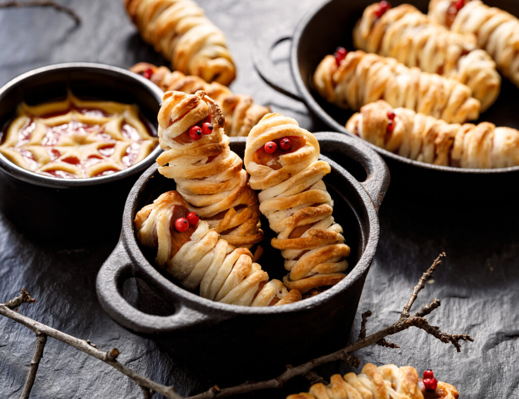 Kids Halloween party ideas mummy dogs