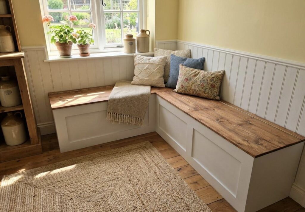 Jessica style corner storage bench dining room seating