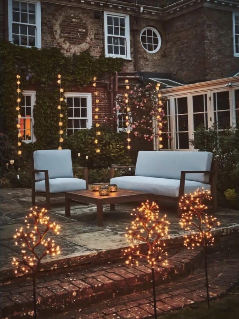 Outdoor party lights garden setting