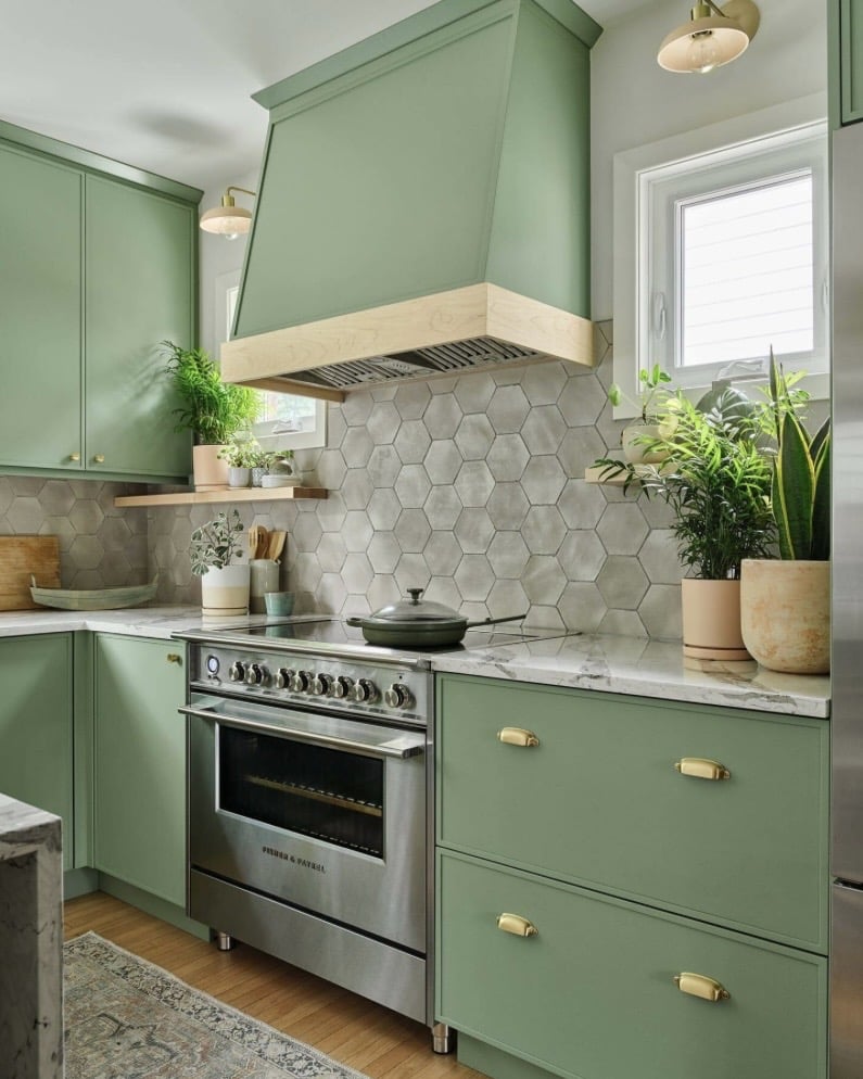 Sage green kitchen breakfast room green