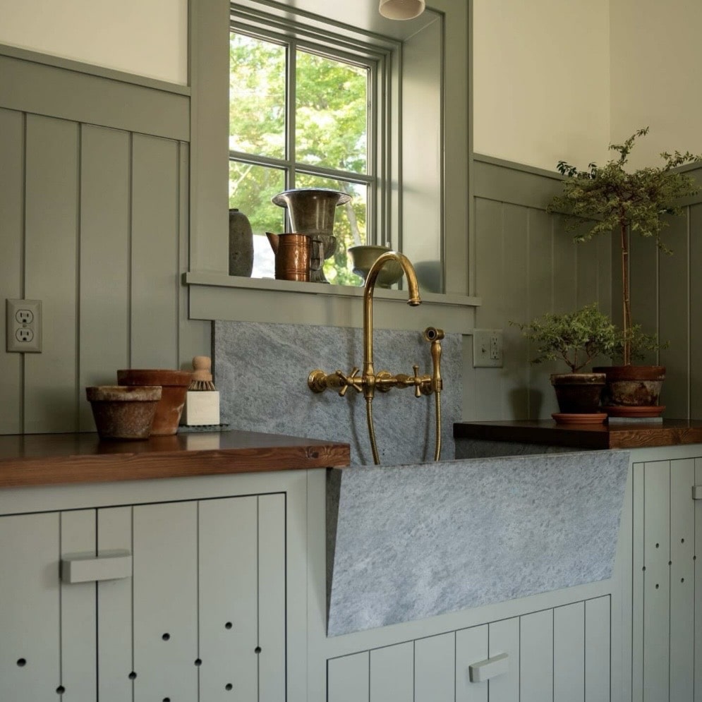 Sage green kitchen pigeon