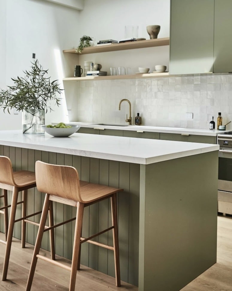 Sage green kitchen treron