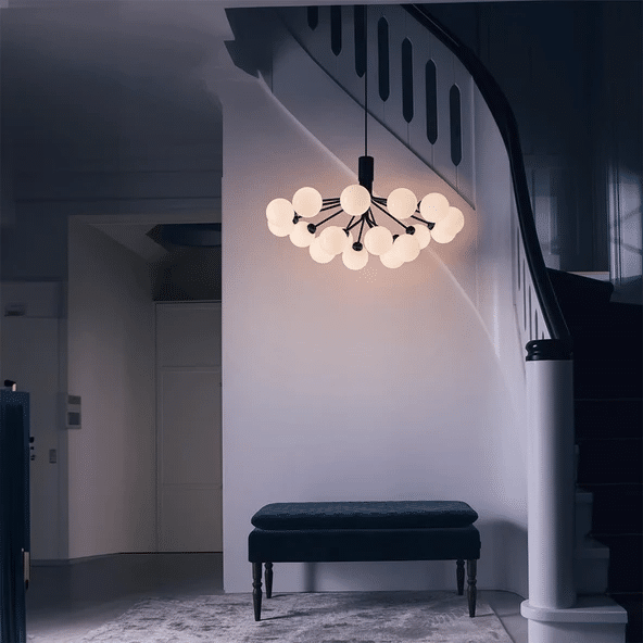 statement hallway chandelier, modern globe chandelier hallway