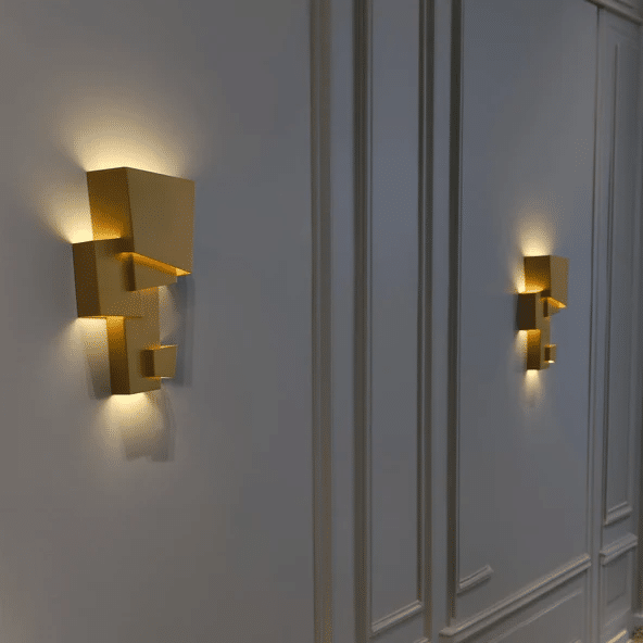 geometric hallway wall lights, brass wall lighting hallway