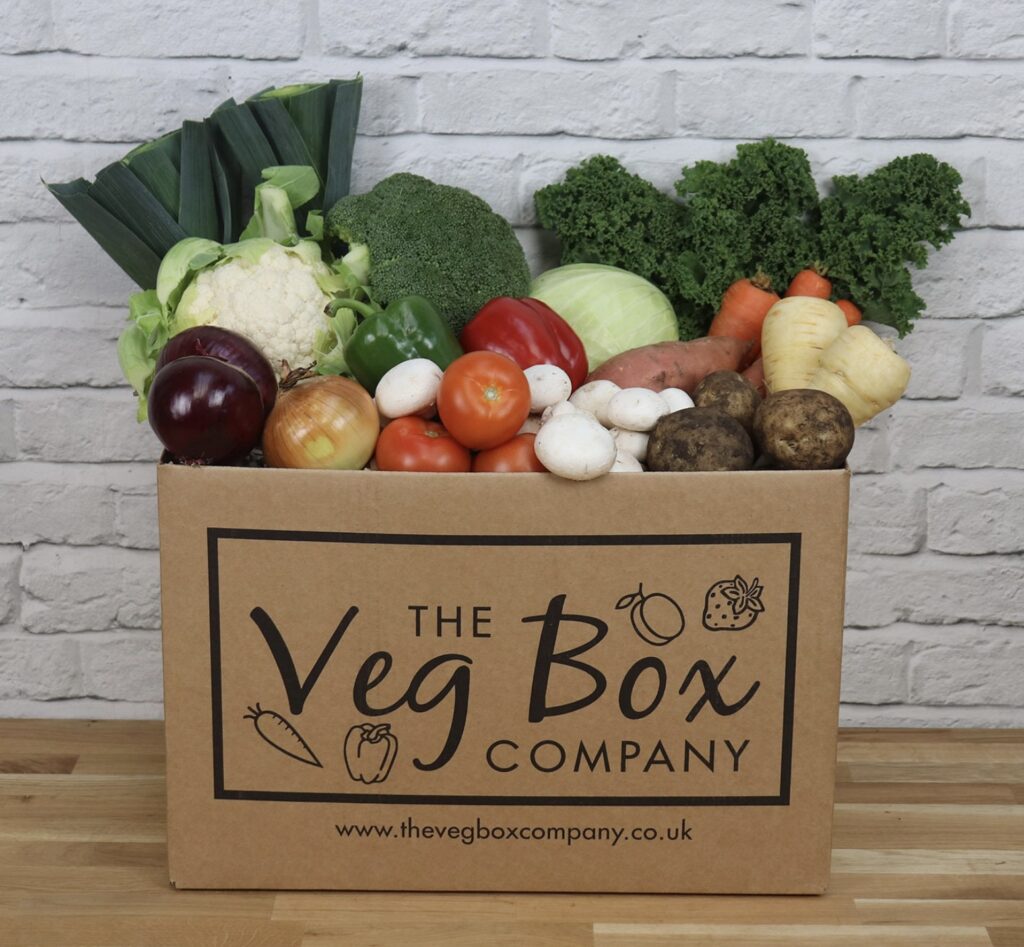 Large fresh veg box UK filled with seasonal vegetables ideal for making minestrone soup and chunky vegetable soup UK.