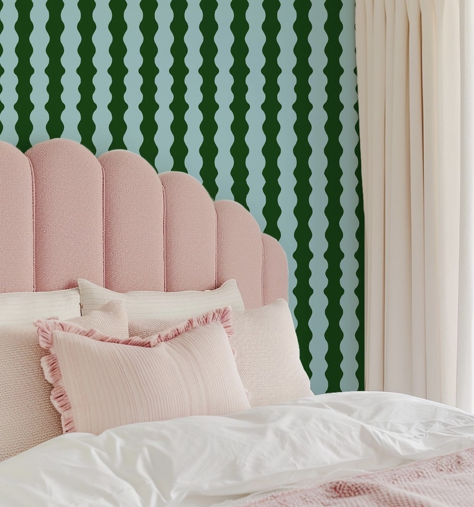Pink and green bedroom