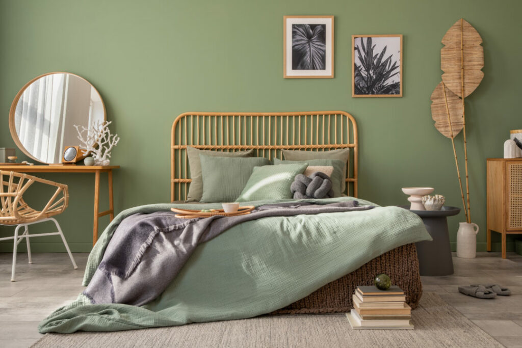 Green and beige bedroom, beige and green bedroom, green and beige bedding, beige and green bedding, sage green and beige bedding