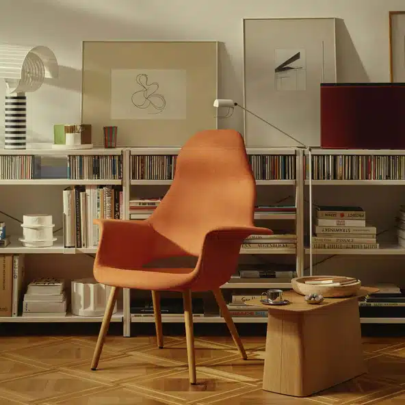 Vitra Wooden Side Table in light oak — a sculptural minimalist unique wood side table for living rooms