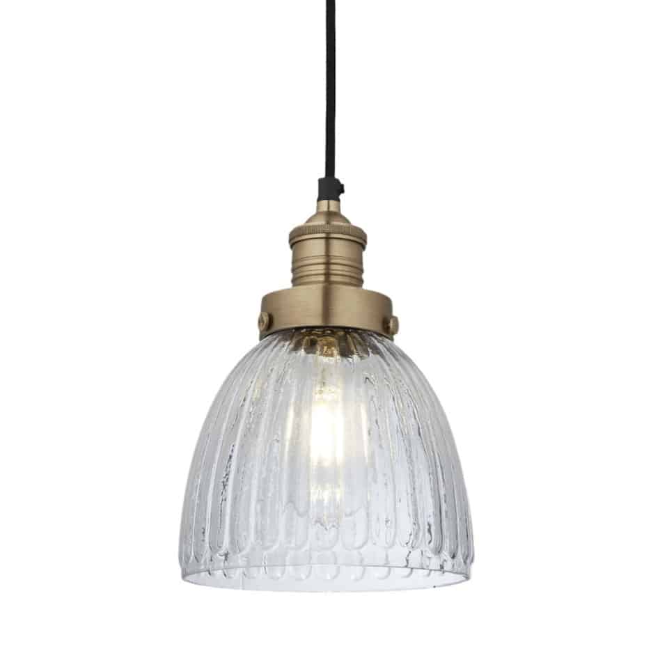 Brooklyn glass cone pendant light in brass, kitchen pendant lighting from Industville.