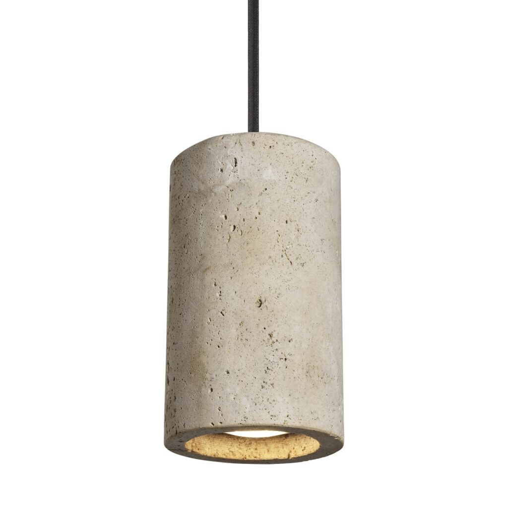 Travertine stone cylinder pendant light, kitchen pendant lighting from Industville.