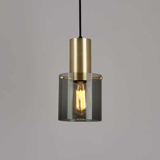 Original BTC Walter pendant light in brass and anthracite glass, kitchen pendant lighting from Holloways of Ludlow.