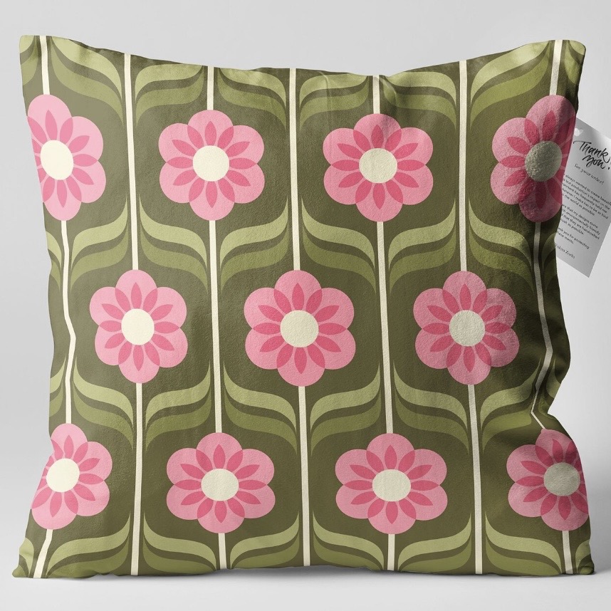Pink green cushion