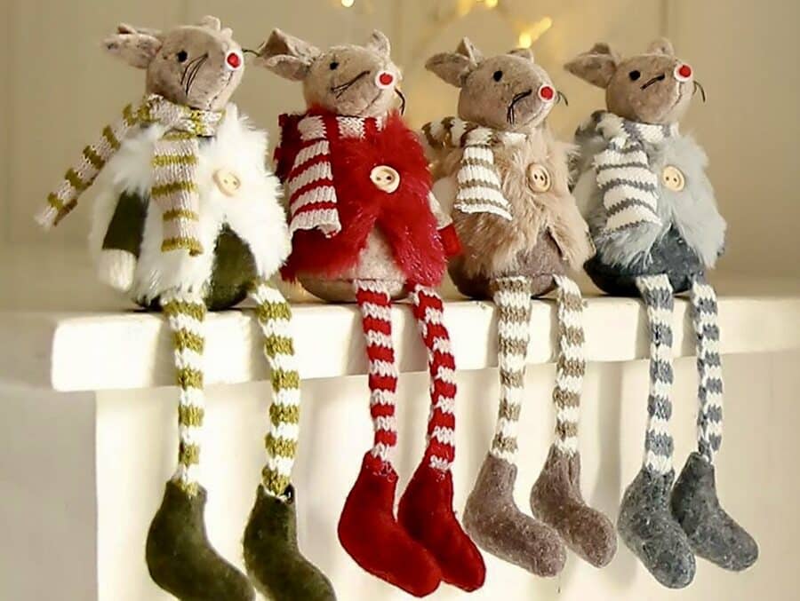 Handmade Christmas mice decorations