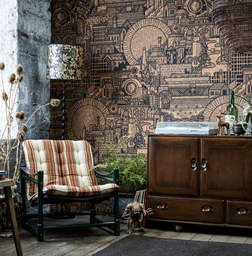 Black living room wallpaper