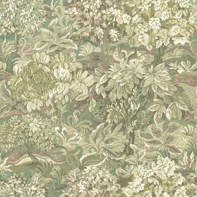 Parsons Wood Wildflower wallpaper in green with layered wildflower and foliage design