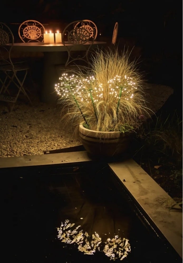 Gravel garden ideas pots lighting