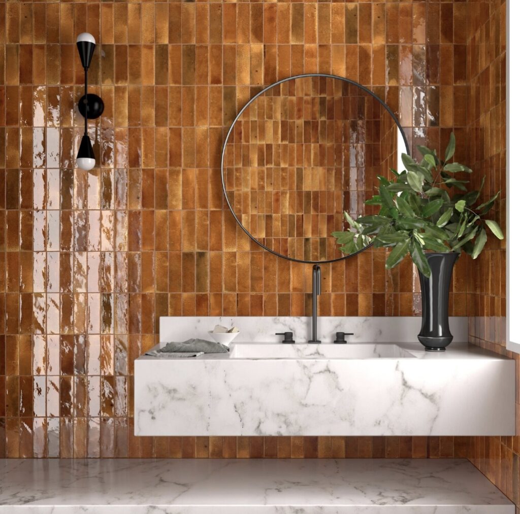 Autumn bathroom amber tiles