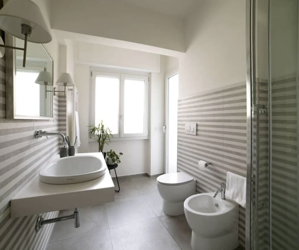 Neutral bathroom ideas stripes