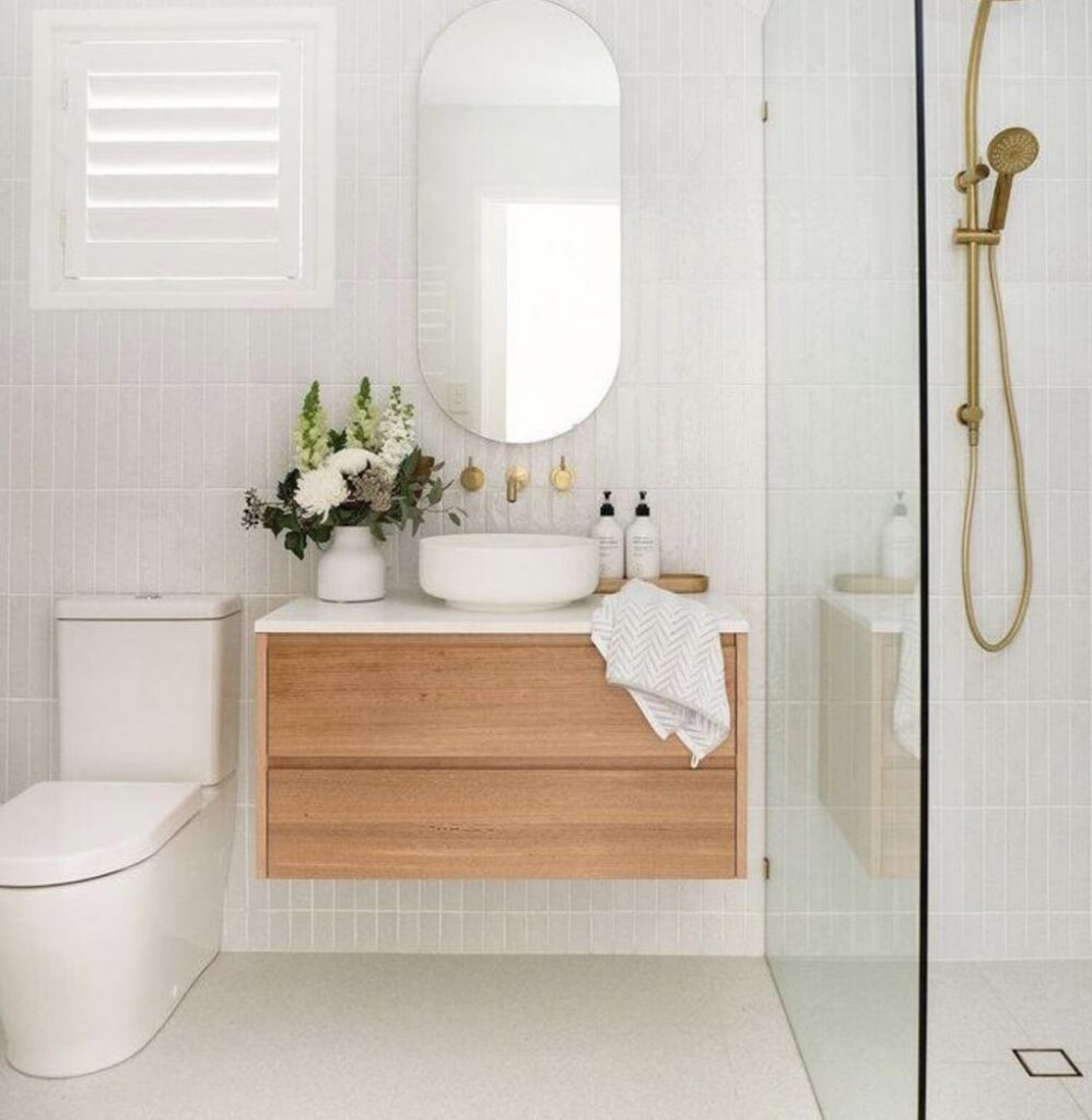 Neutral bathroom ideas floating vanity