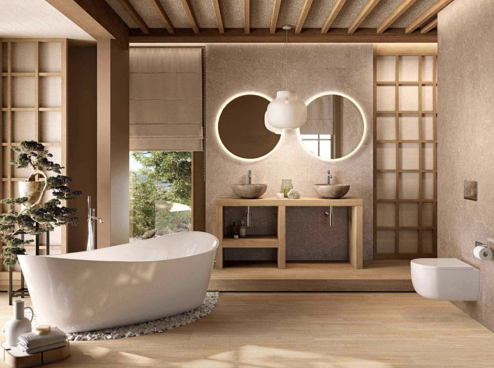 Beige and oat neutral bathroom ideas (warm neutrals)