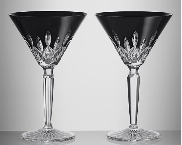 Set of Waterford Lismore Black martini glasses