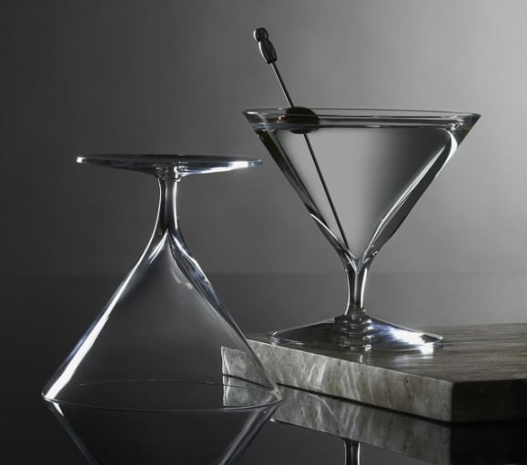 Pair of Waterford Elegance martini glasses filled with cocktails
