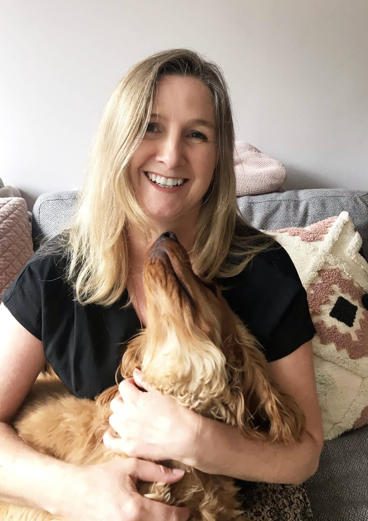 Anna, founder of Artisan Haus, at home with her dog