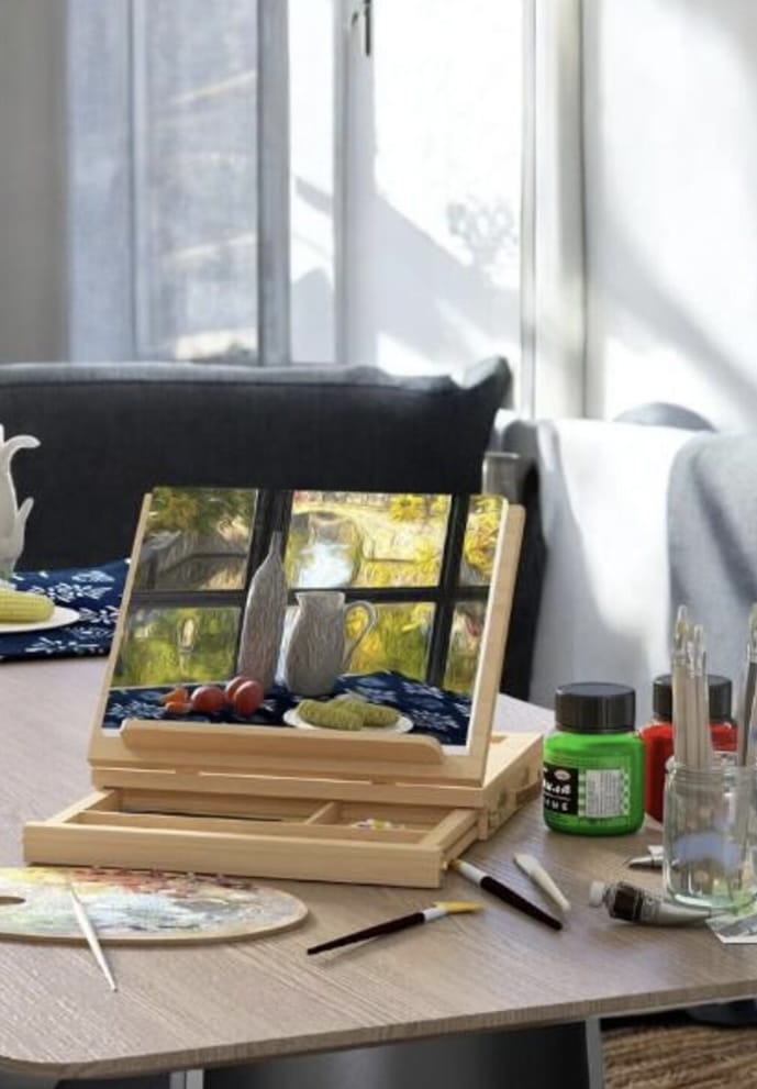 Best gifts for artists UK wooden tabletop art easel box with storage