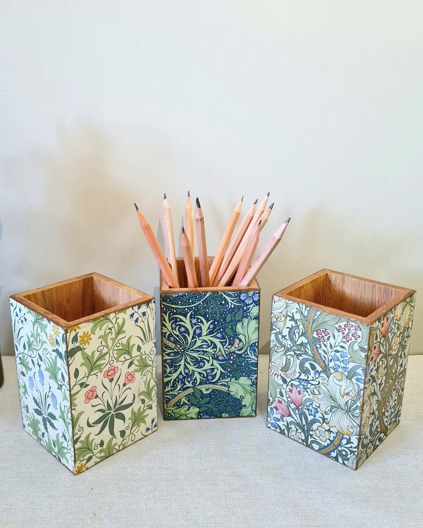 Gifts for artists who draw William Morris oak pencil holders