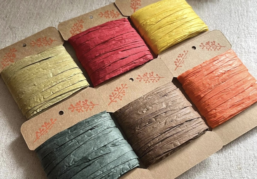 Autumn raffia ribbon in warm rustic colours