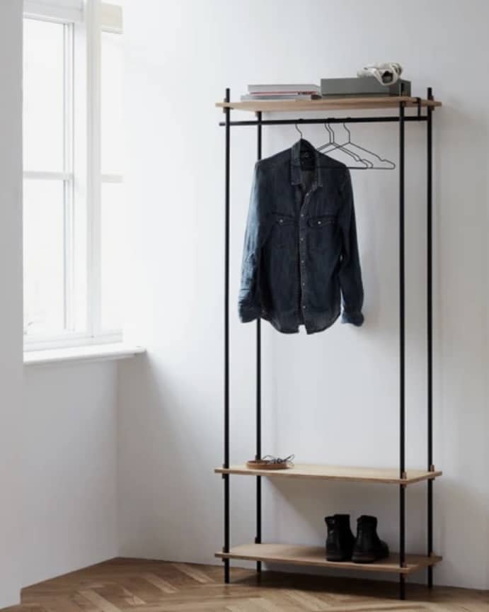MOEBE Open Wardrobe in oak with black frame