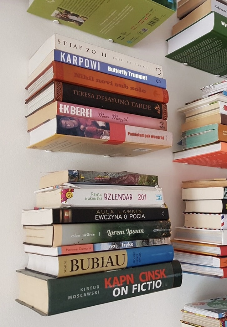 Invisible wall-mounted metal book shelves