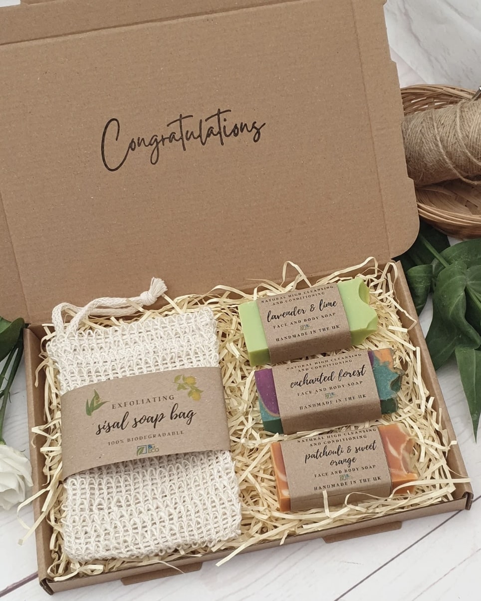 Eco-friendly soap gift set with sisal soap bag