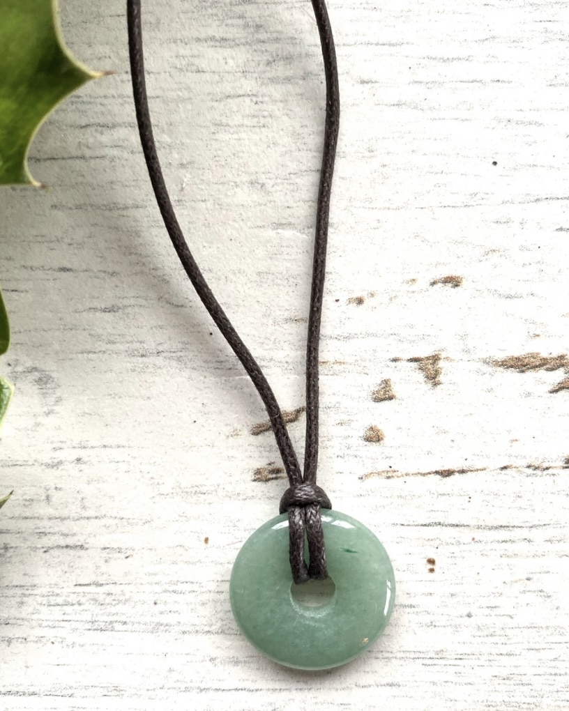 Gemstone donut pendant necklace on cord