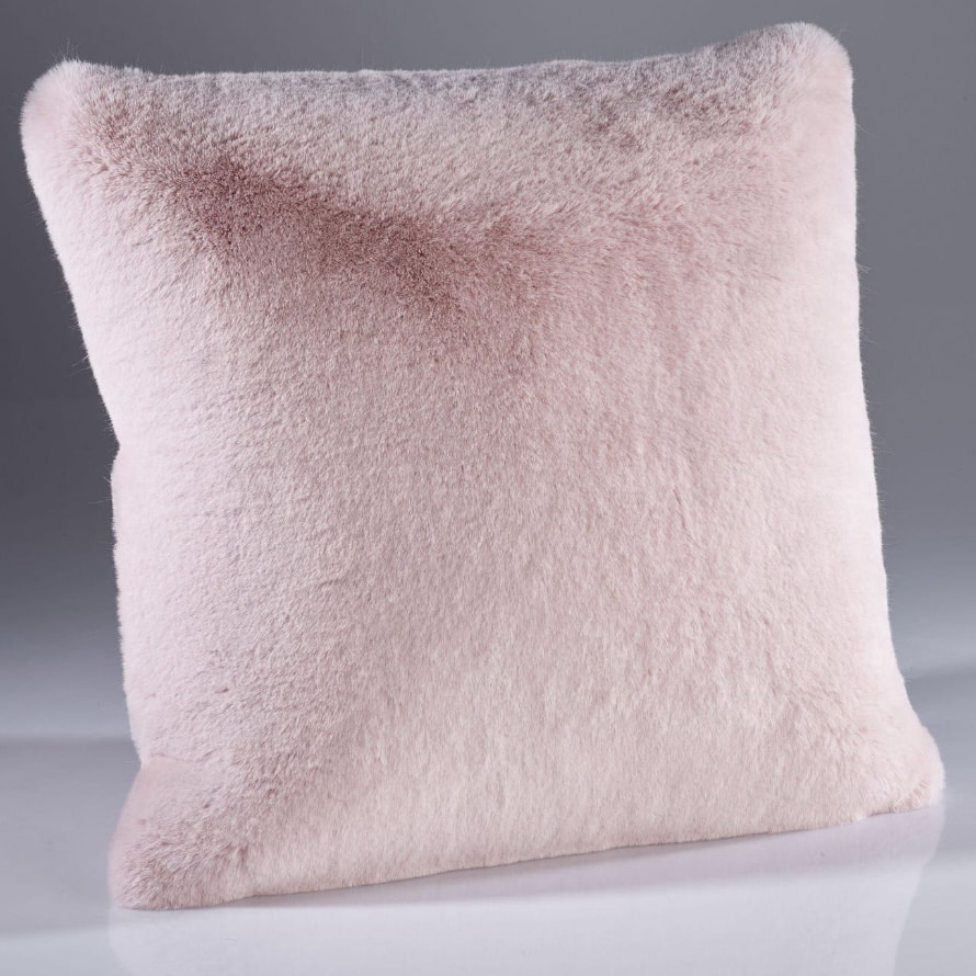 Handmade pale pink faux fur cushion by KatrinaHamptonFaux