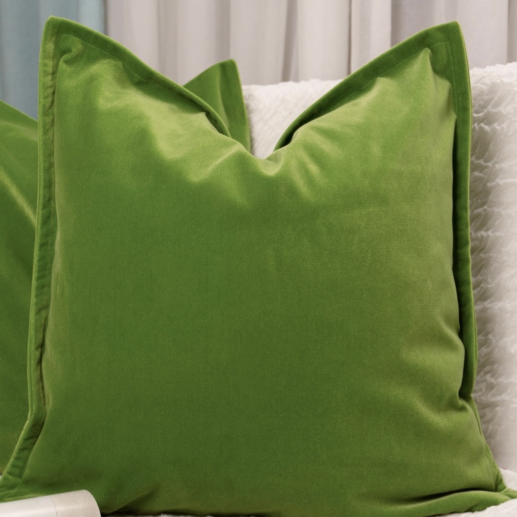 Premium velvet apple green cushion cover by HomeTwist