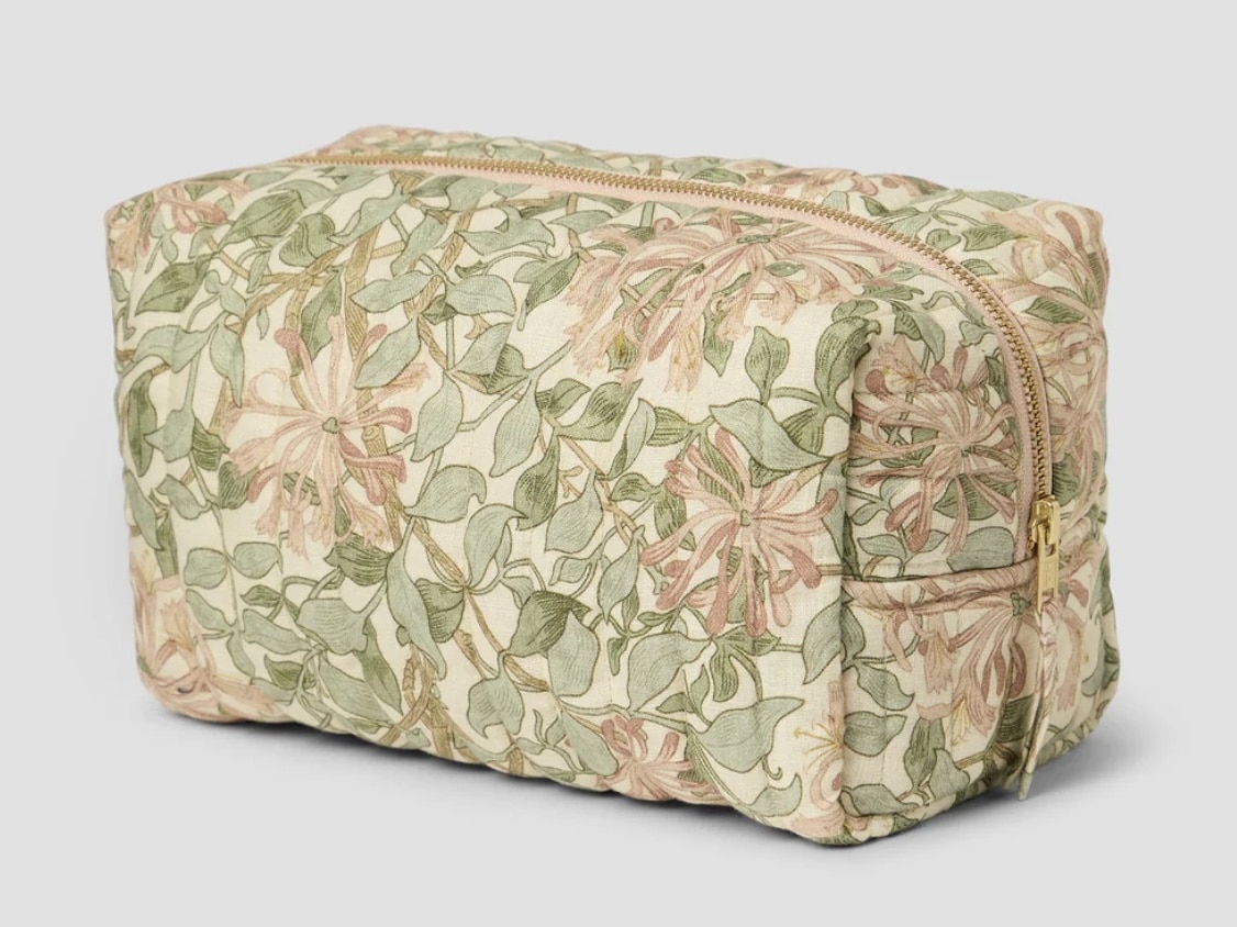 Morris & Co Soft Sage Honeysuckle linen wash bag