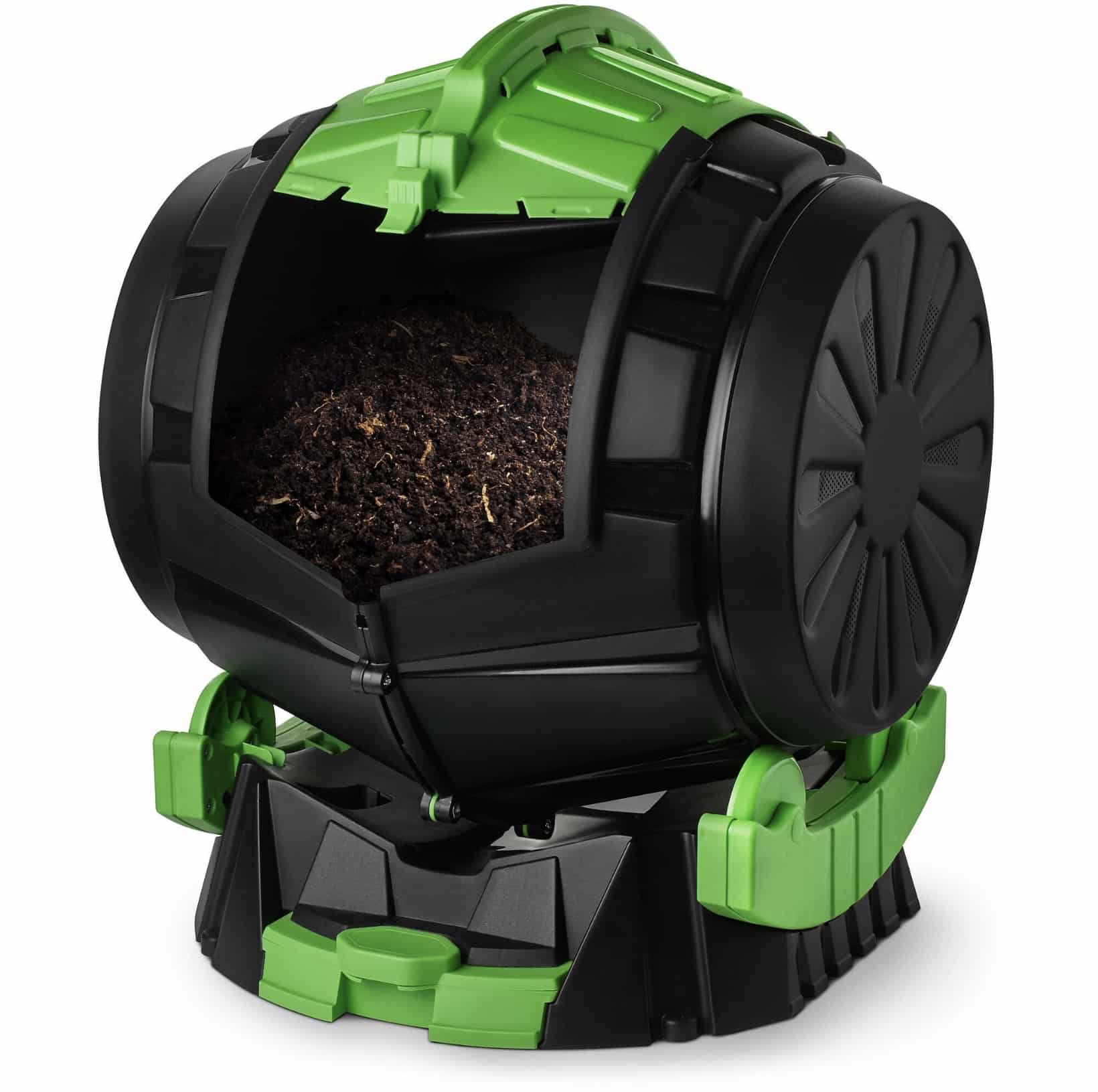 Rolling compost tumbler for faster garden composting