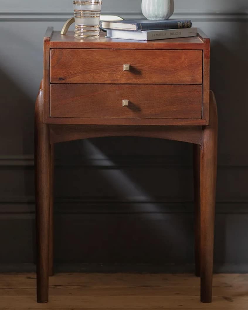 Quinn bedside tables adding warmth to neutral bedroom ideas