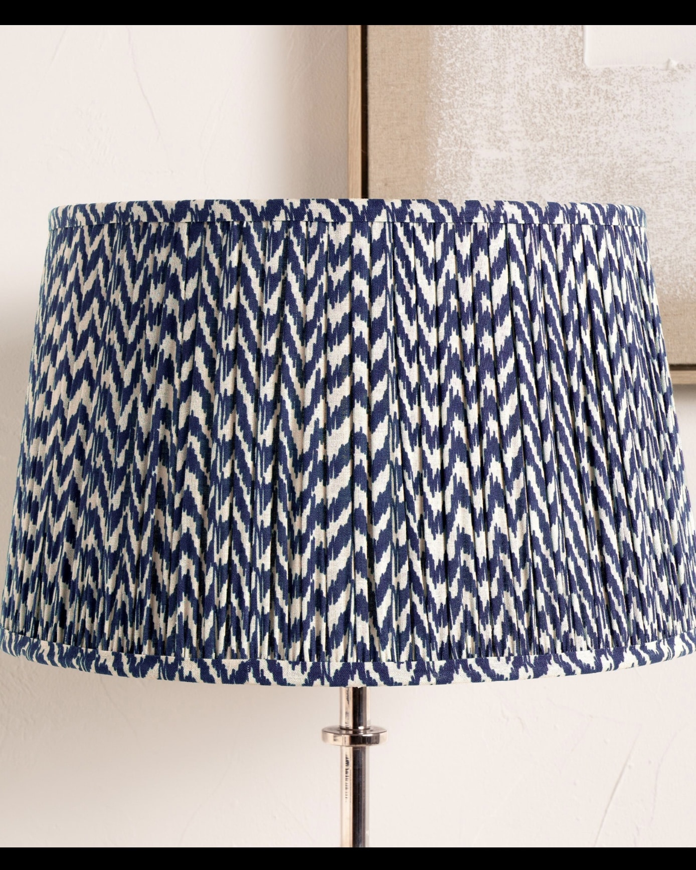 Blue zig zag lampshade for a blue bedroom