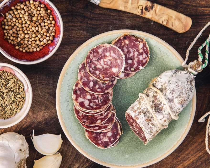 Shropshire Hunters salami slices with spices and herbs – bold charcuterie meats for sharing boards