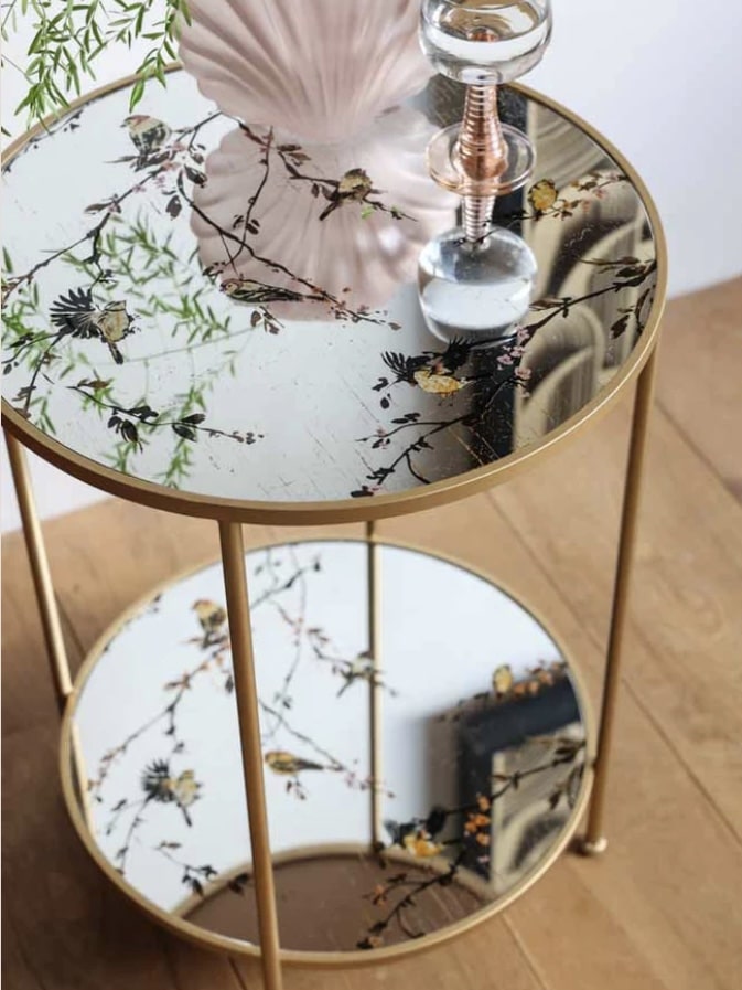 Curved brass drinks trolley