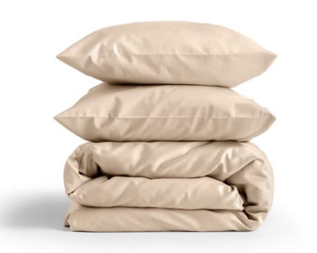 Beige cotton duvet cover set in latte for a beige and black bedroom