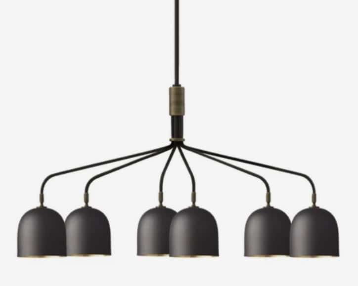 gubi black chandelier, perfect for a focal point in a black living room